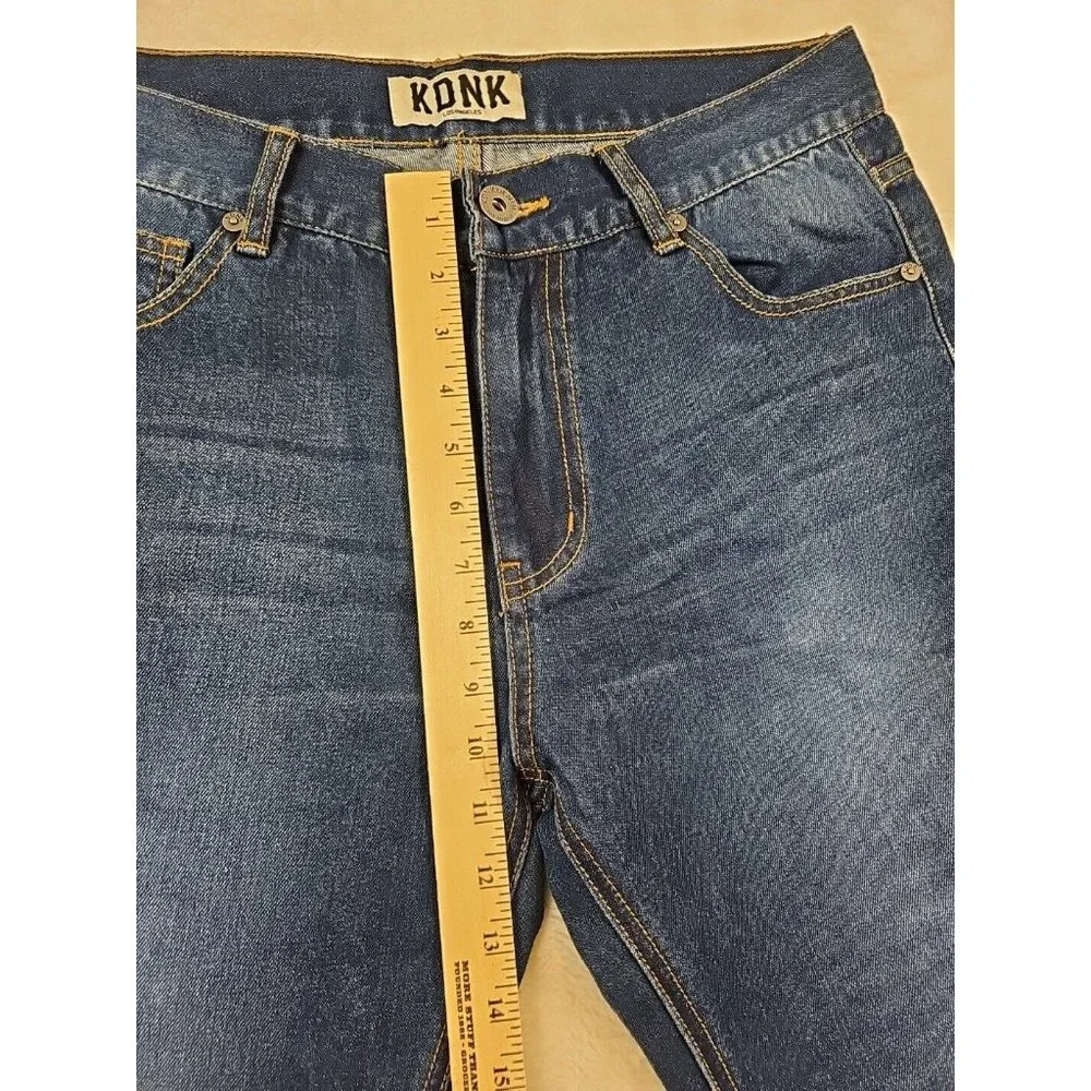 KDNK Mens 34‎ x 30 Denim Jeans Straight Leg Medium Wash Solid Blue